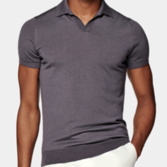 Purple Merino Buttonless Polo - S - Picture 11 of 14
